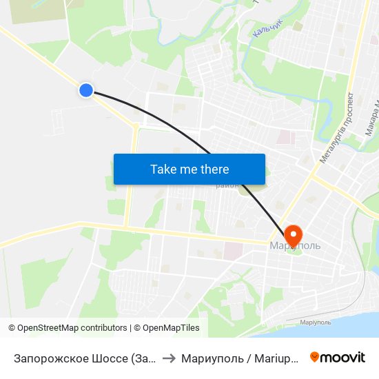 Запорожское Шоссе (Запорізьке Шосе) to Мариуполь / Mariupol (Маріуполь) map