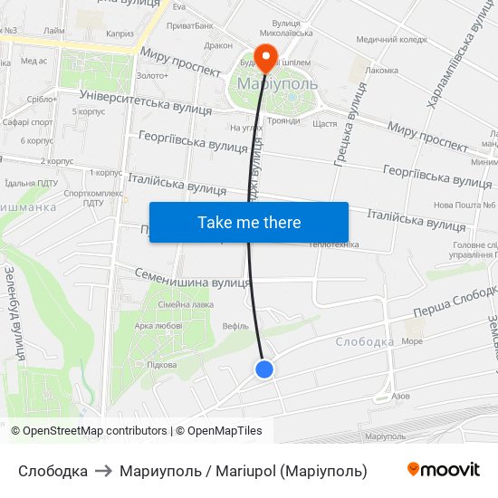 Слободка to Мариуполь / Mariupol (Маріуполь) map