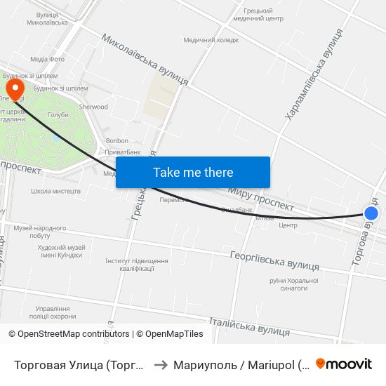 Торговая Улица (Торгова Вулиця) to Мариуполь / Mariupol (Маріуполь) map