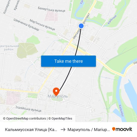 Кальмиусская Улица (Кальміуська Вулиця) to Мариуполь / Mariupol (Маріуполь) map