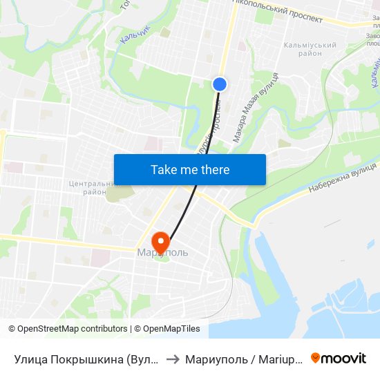Улица Покрышкина (Вулиця Покришкіна) to Мариуполь / Mariupol (Маріуполь) map