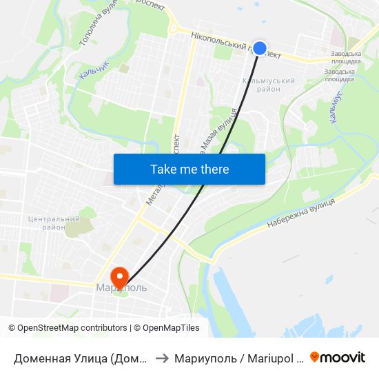 Доменная Улица (Доменна Вулиця) to Мариуполь / Mariupol (Маріуполь) map