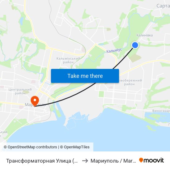 Трансформаторная Улица (Трансформаторна Вулиця) to Мариуполь / Mariupol (Маріуполь) map