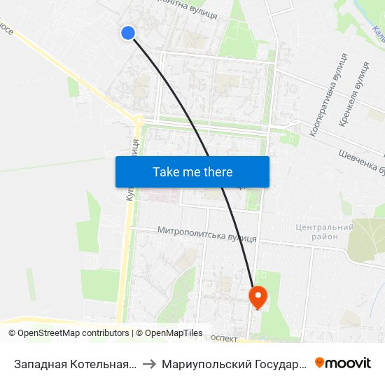 Западная Котельная (Західна Котельня) to Мариупольский Государственный Университет map