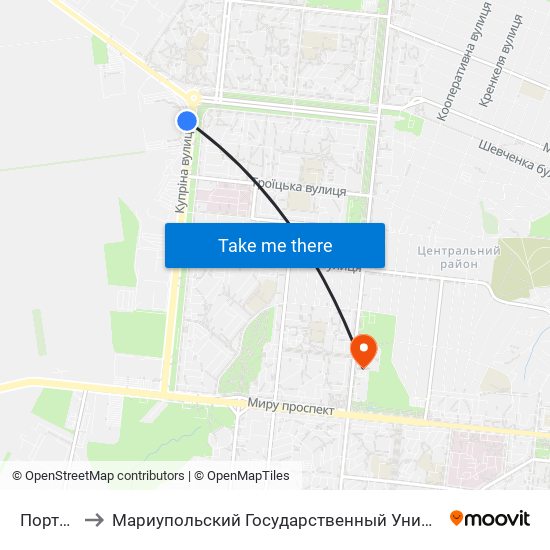 Портcity to Мариупольский Государственный Университет map