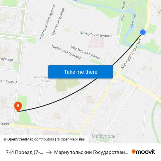 7-Й Проезд (7-Й Проїзд) to Мариупольский Государственный Университет map