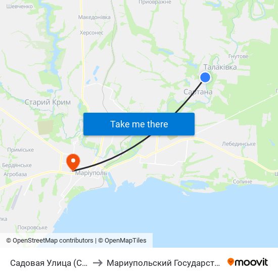 Садовая Улица (Садова Вулиця) to Мариупольский Государственный Университет map