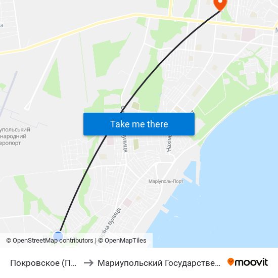 Покровское (Покровське) to Мариупольский Государственный Университет map