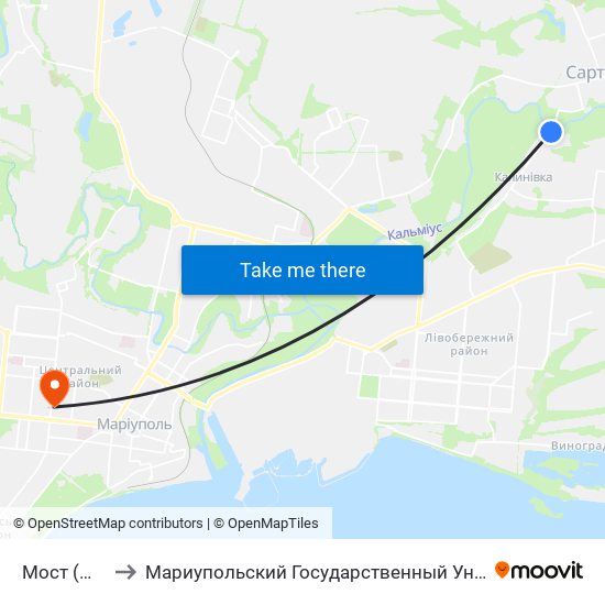 Мост (Міст) to Мариупольский Государственный Университет map