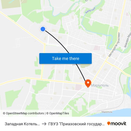 Западная Котельная (Західна Котельня) to ГВУЗ "Приазовский государственный технический университет" map