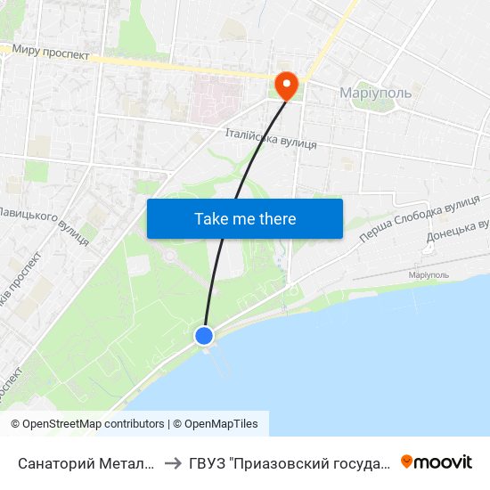 Санаторий Металлург (Санаторій Металург) to ГВУЗ "Приазовский государственный технический университет" map