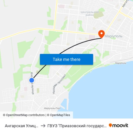 Ангарская Улица (Ангарська Вулиця) to ГВУЗ "Приазовский государственный технический университет" map