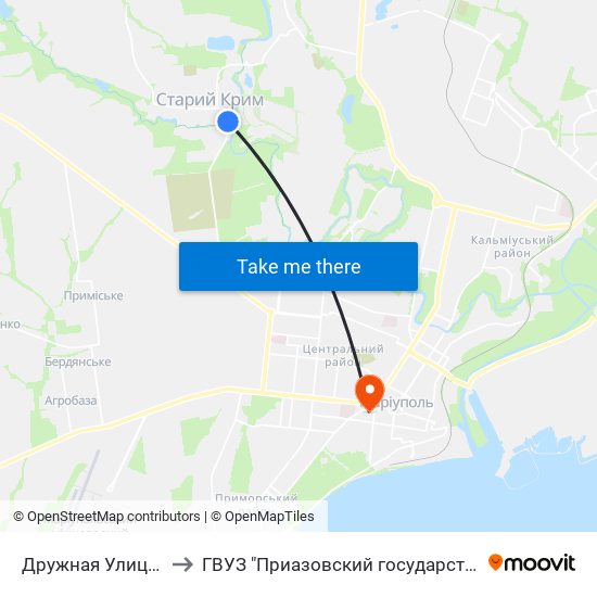 Дружная Улица (Дружна Вулиця) to ГВУЗ "Приазовский государственный технический университет" map