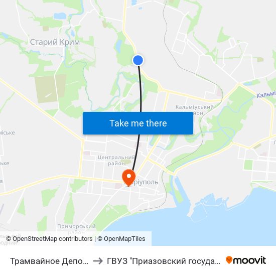 Трамвайное Депо №3 (Трамвайне Депо №3) to ГВУЗ "Приазовский государственный технический университет" map