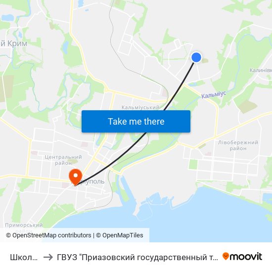 Школа №30 to ГВУЗ "Приазовский государственный технический университет" map