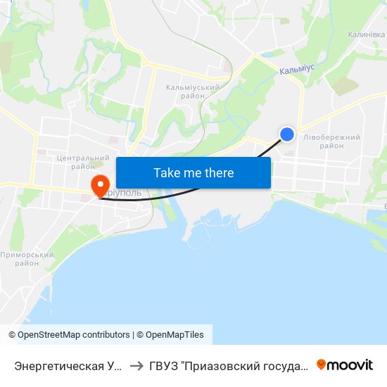 Энергетическая Улица (Енеретична Вулиця) to ГВУЗ "Приазовский государственный технический университет" map