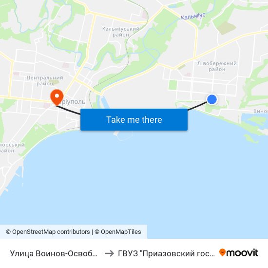 Улица Воинов-Освободителей (Вулиця Воїнів-Визволителів) to ГВУЗ "Приазовский государственный технический университет" map