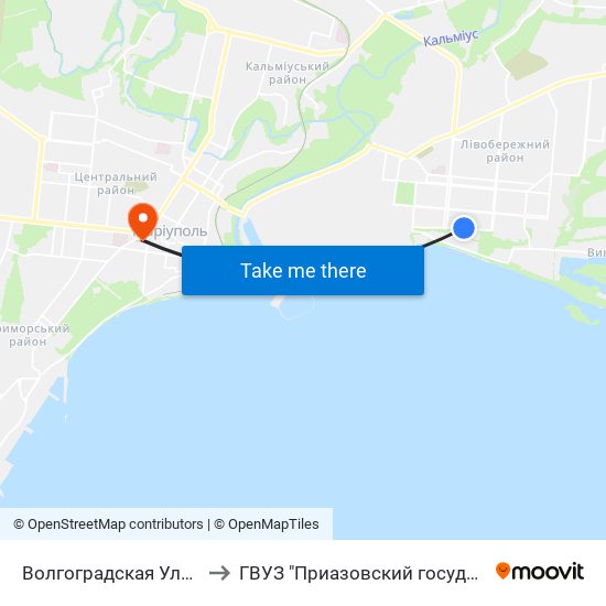 Волгоградская Улица (Волгоградська Вулиця) to ГВУЗ "Приазовский государственный технический университет" map