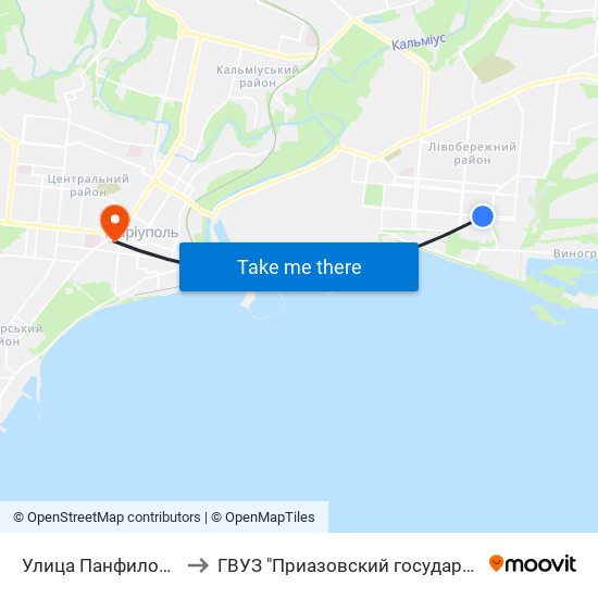Улица Панфилова (Вулиця Панфілова) to ГВУЗ "Приазовский государственный технический университет" map