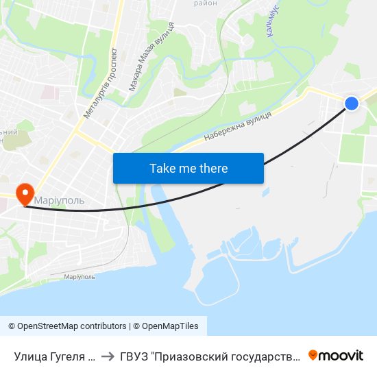 Улица Гугеля (Вулиця Гугеля) to ГВУЗ "Приазовский государственный технический университет" map