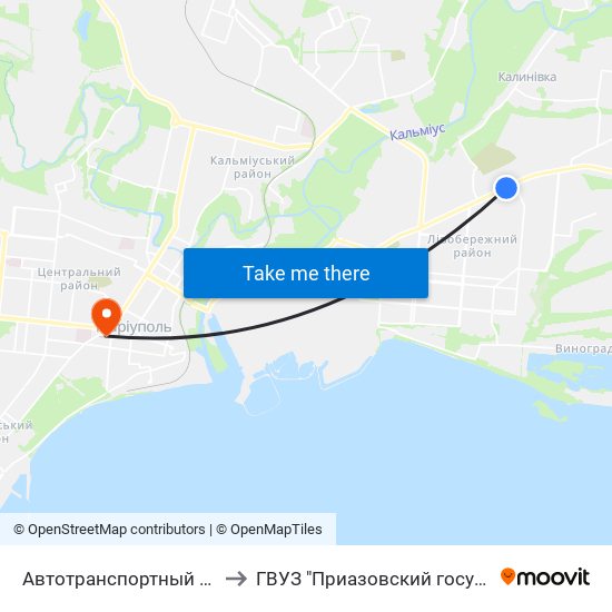 Автотранспортный Лицей (Автотранспортний Ліцей) to ГВУЗ "Приазовский государственный технический университет" map
