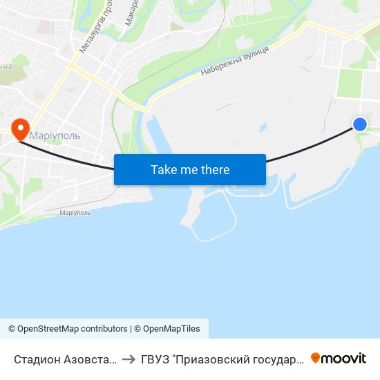 Стадион Азовсталь (Стадіон Азовсталь) to ГВУЗ "Приазовский государственный технический университет" map