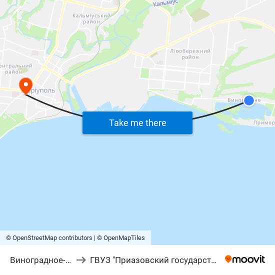 Виноградное-1 (Виноградне-1) to ГВУЗ "Приазовский государственный технический университет" map