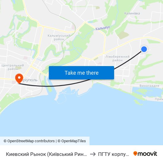 Киевский Рынок (Київський Ринок) to ПГТУ корпус 1 map