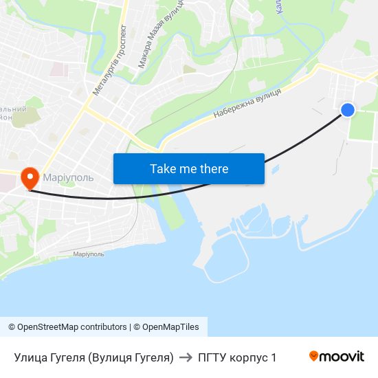 Улица Гугеля (Вулиця Гугеля) to ПГТУ корпус 1 map