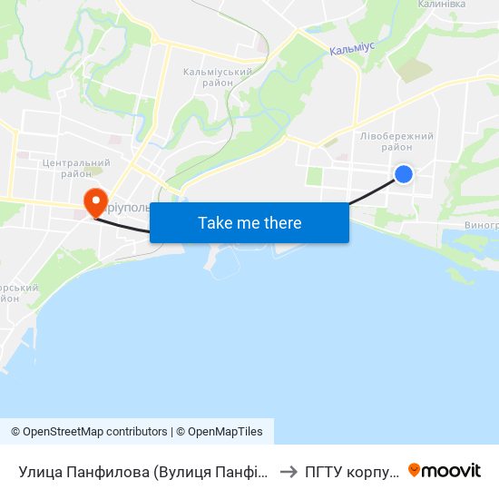 Улица Панфилова (Вулиця Панфілова) to ПГТУ корпус 1 map