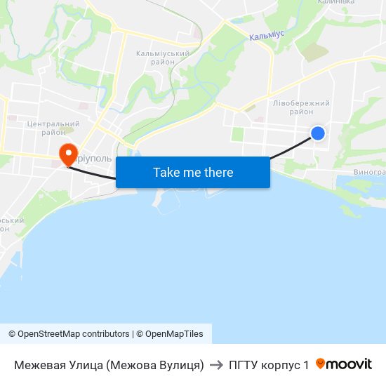 Межевая Улица (Межова Вулиця) to ПГТУ корпус 1 map