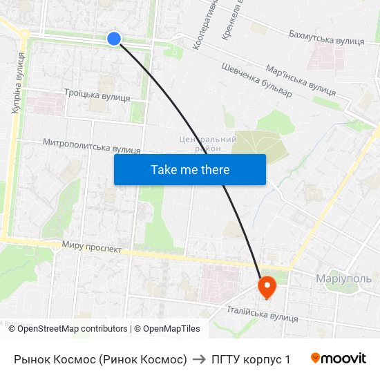 Рынок Космос (Ринок Космос) to ПГТУ корпус 1 map