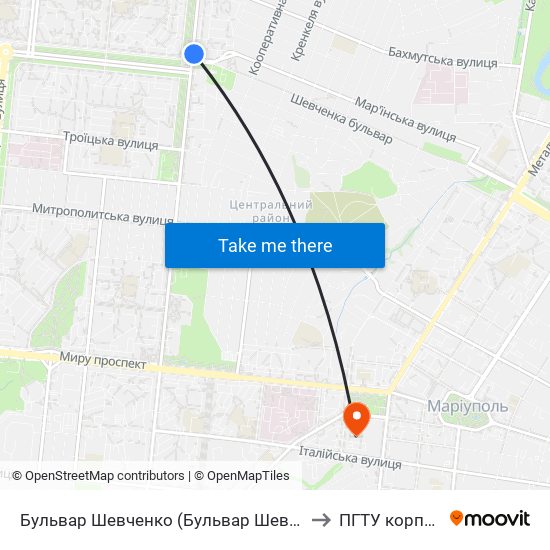 Бульвар Шевченко (Бульвар Шевченка) to ПГТУ корпус 1 map