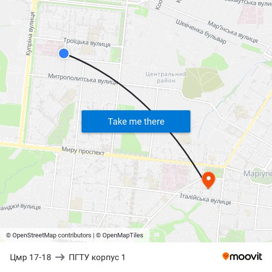Цмр 17-18 to ПГТУ корпус 1 map