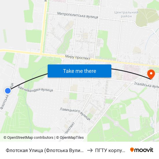 Флотская Улица (Флотська Вулиця) to ПГТУ корпус 1 map