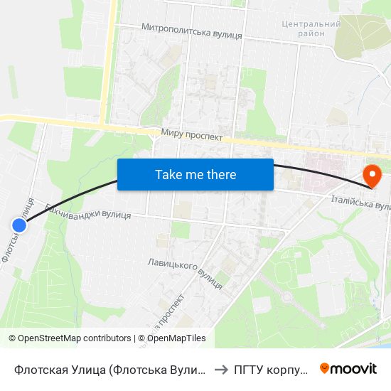 Флотская Улица (Флотська Вулиця) to ПГТУ корпус 1 map