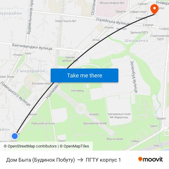 Дом Быта (Будинок Побуту) to ПГТУ корпус 1 map