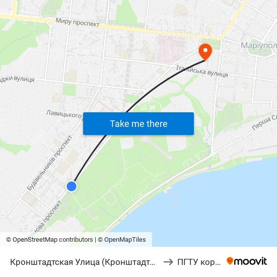 Кронштадтская Улица (Кронштадтська Вулиця) to ПГТУ корпус 1 map