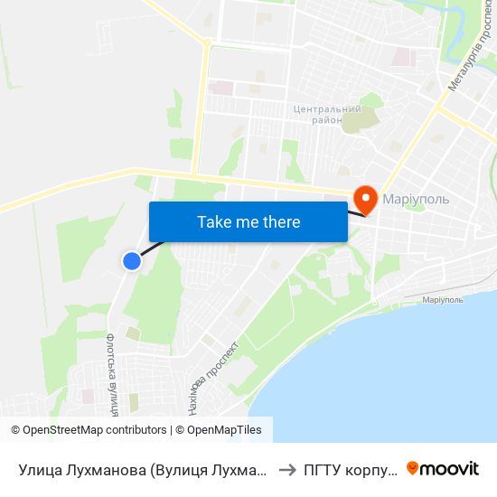 Улица Лухманова (Вулиця Лухманова) to ПГТУ корпус 1 map