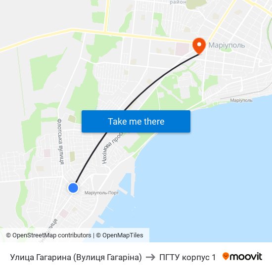 Улица Гагарина (Вулиця Гагаріна) to ПГТУ корпус 1 map