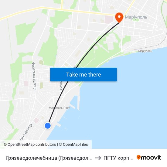 Грязеводолечебница (Грязеводолікарня) to ПГТУ корпус 1 map