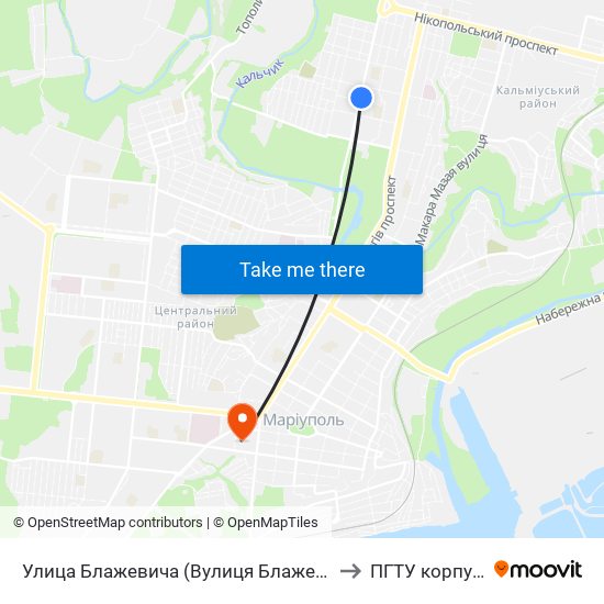 Улица Блажевича (Вулиця Блажевича) to ПГТУ корпус 1 map