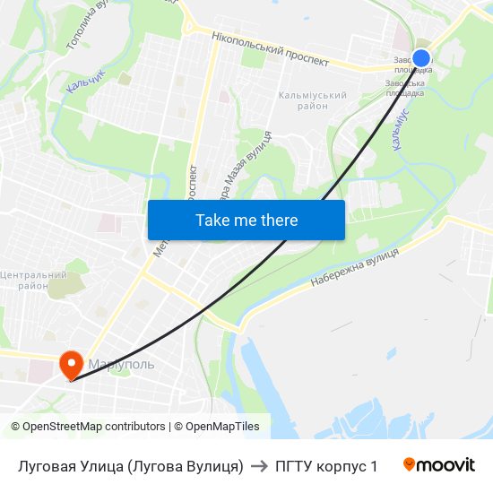 Луговая Улица (Лугова Вулиця) to ПГТУ корпус 1 map