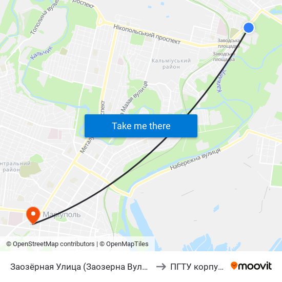 Заозёрная Улица (Заозерна Вулиця) to ПГТУ корпус 1 map