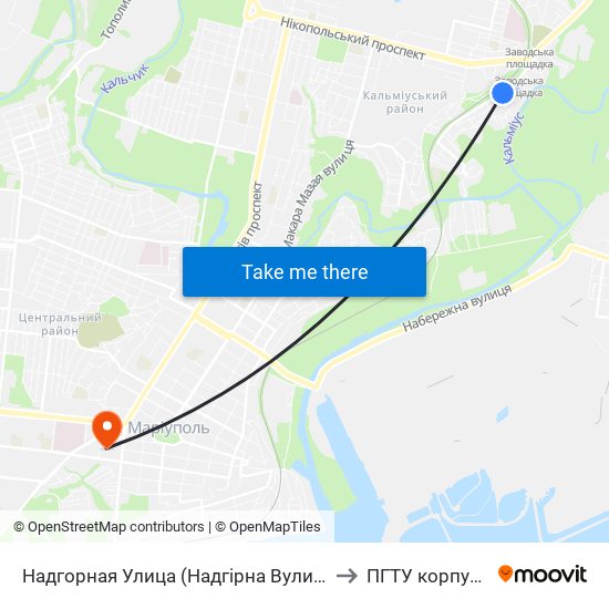 Надгорная Улица (Надгірна Вулиця) to ПГТУ корпус 1 map