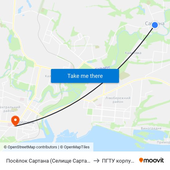 Посёлок Сартана (Селище Сартана) to ПГТУ корпус 1 map