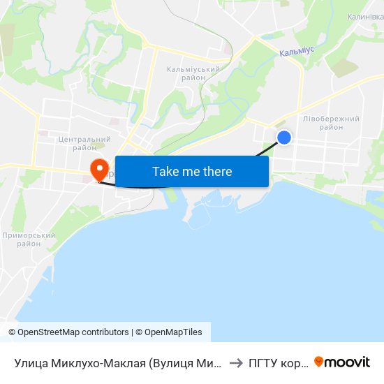 Улица Миклухо-Маклая (Вулиця Миклухо-Маклая) to ПГТУ корпус 1 map