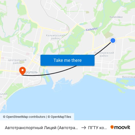 Автотранспортный Лицей (Автотранспортний Ліцей) to ПГТУ корпус 1 map