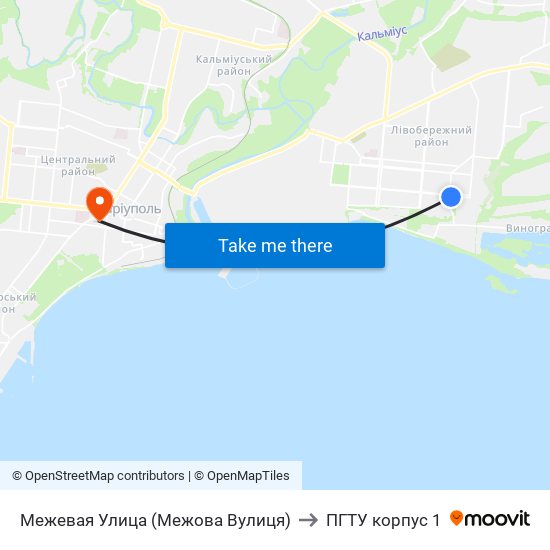 Межевая Улица (Межова Вулиця) to ПГТУ корпус 1 map