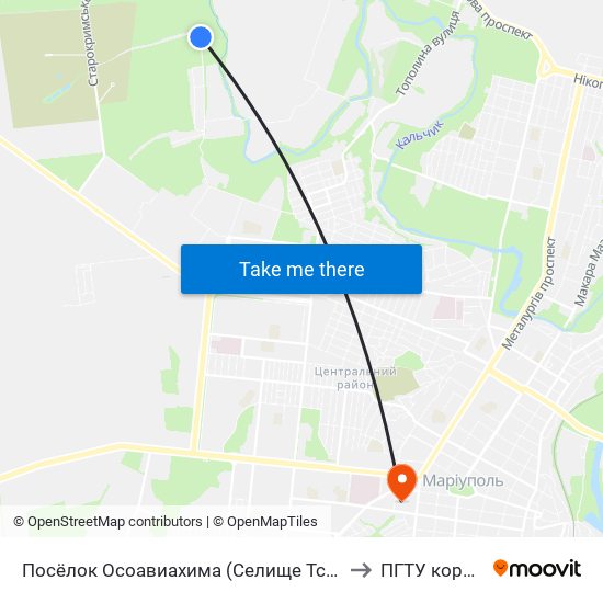 Посёлок Осоавиахима (Селище Тсоавіахіму) to ПГТУ корпус 1 map